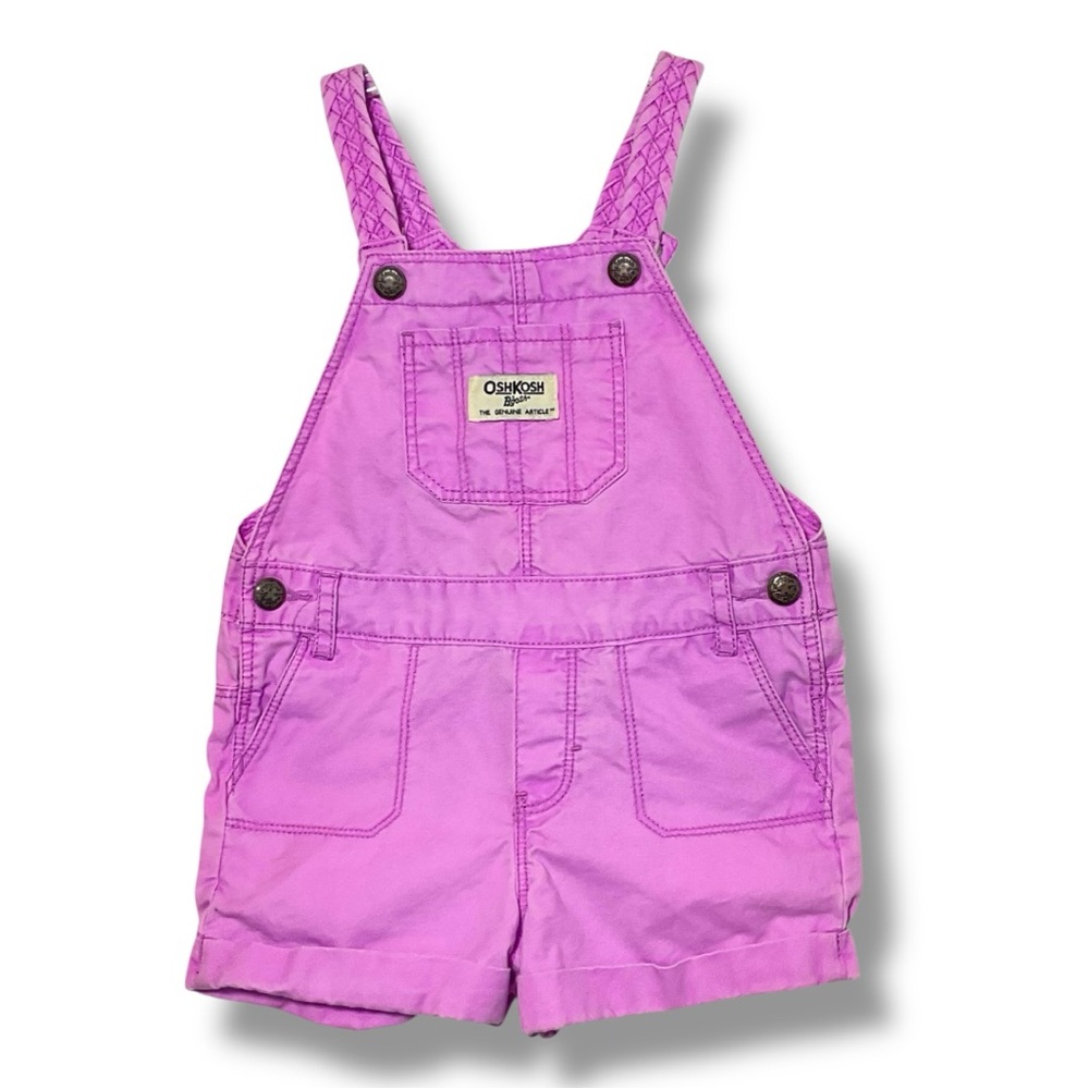 OshKosh‎ B'gosh Baby Girls' Neon Twill Braided Strap Shortalls Purple 12 Months